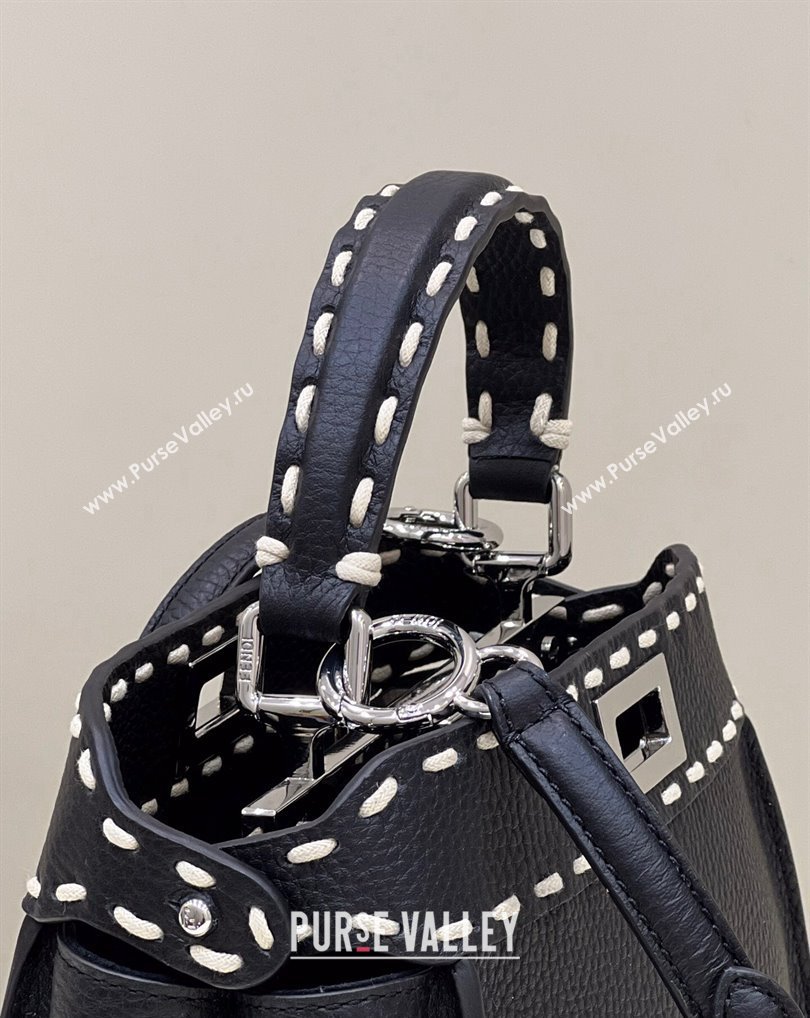 Fendi iconic Peekaboo Mini Bag black Selleria with topstitches 2024 (chaoliu-24040935)