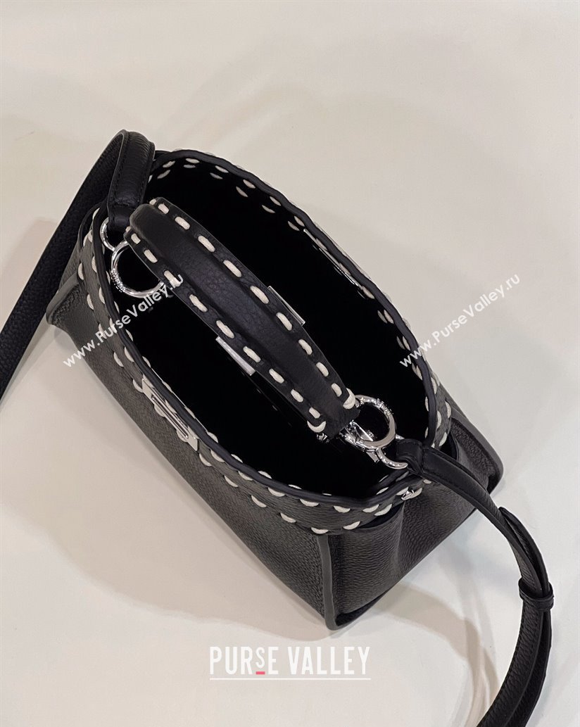Fendi iconic Peekaboo Mini Bag black Selleria with topstitches 2024 (chaoliu-24040935)