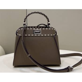 Fendi iconic Peekaboo Mini Bag Gray Selleria with topstitches 2024 (chaoliu-24040939)