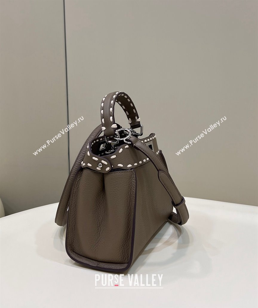 Fendi iconic Peekaboo Mini Bag Gray Selleria with topstitches 2024 (chaoliu-24040939)