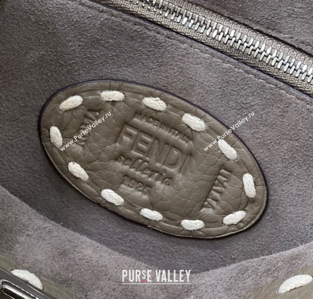 Fendi iconic Peekaboo Mini Bag Gray Selleria with topstitches 2024 (chaoliu-24040939)