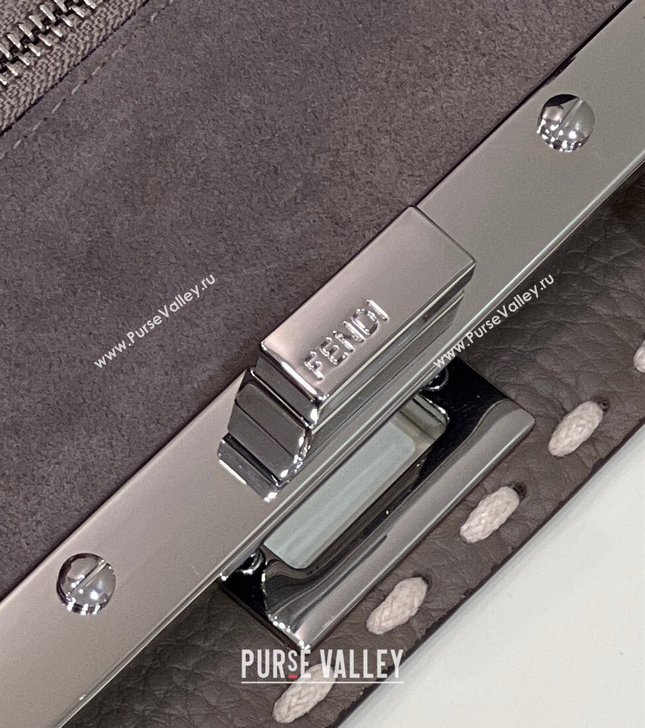 Fendi iconic Peekaboo Mini Bag Gray Selleria with topstitches 2024 (chaoliu-24040939)