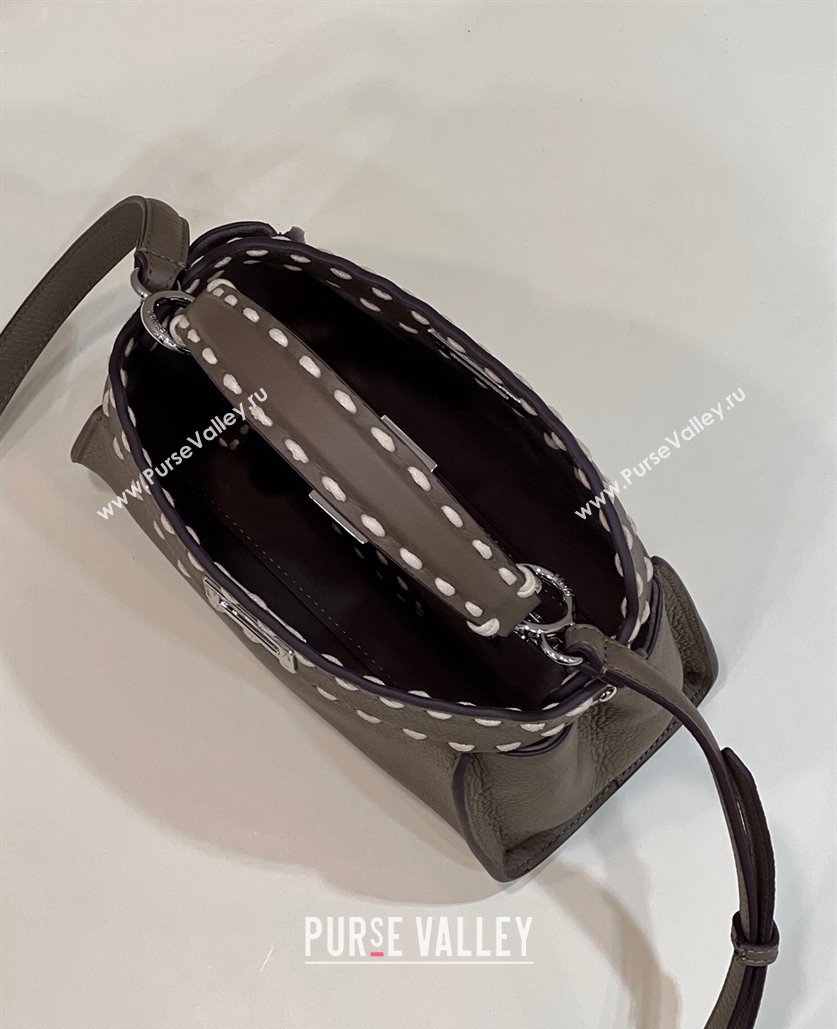 Fendi iconic Peekaboo Mini Bag Gray Selleria with topstitches 2024 (chaoliu-24040939)