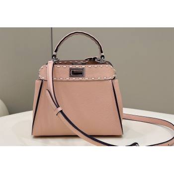 Fendi iconic Peekaboo Mini Bag Light Pink Selleria with topstitches 2024 (chaoliu-24040940)