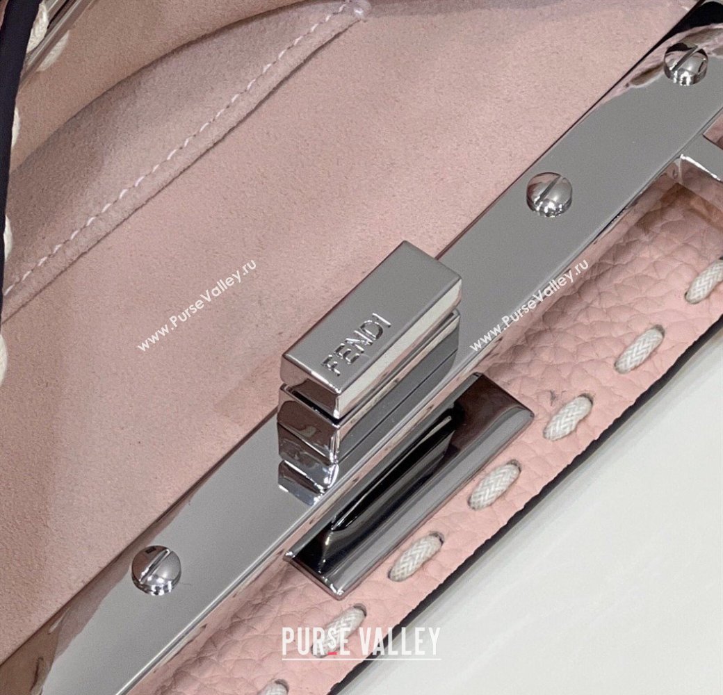 Fendi iconic Peekaboo Mini Bag Light Pink Selleria with topstitches 2024 (chaoliu-24040940)