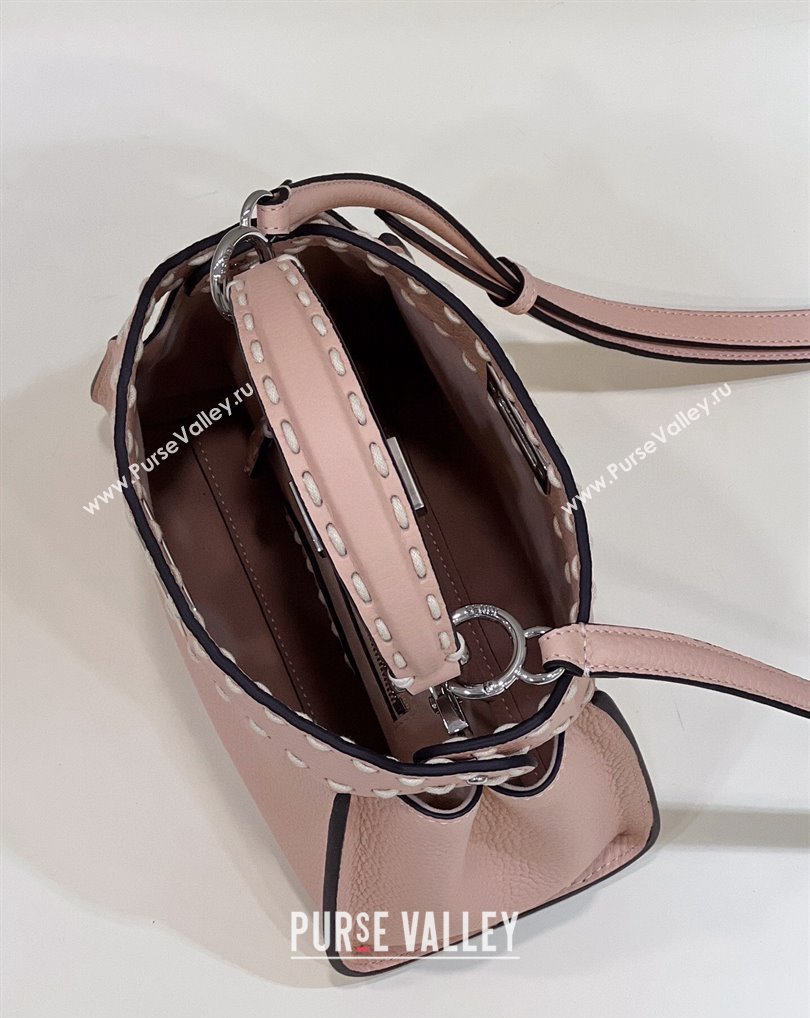 Fendi iconic Peekaboo Mini Bag Light Pink Selleria with topstitches 2024 (chaoliu-24040940)