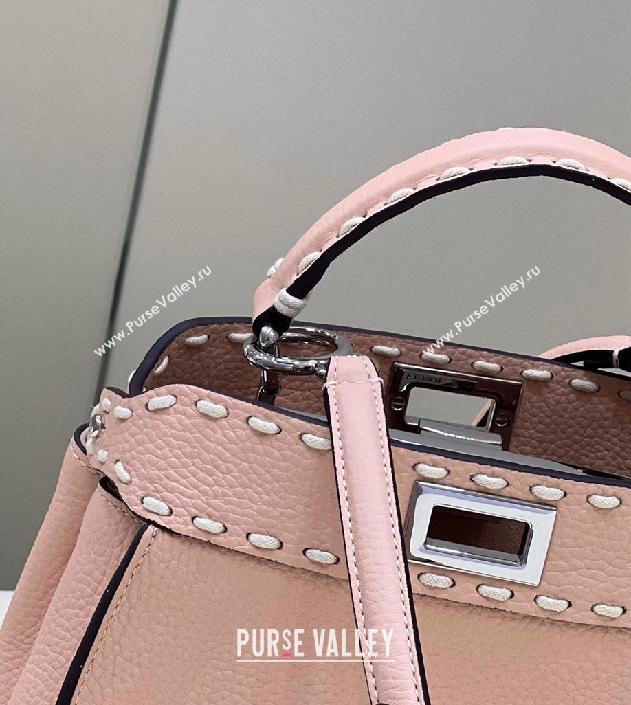 Fendi iconic Peekaboo Mini Bag Light Pink Selleria with topstitches 2024 (chaoliu-24040940)