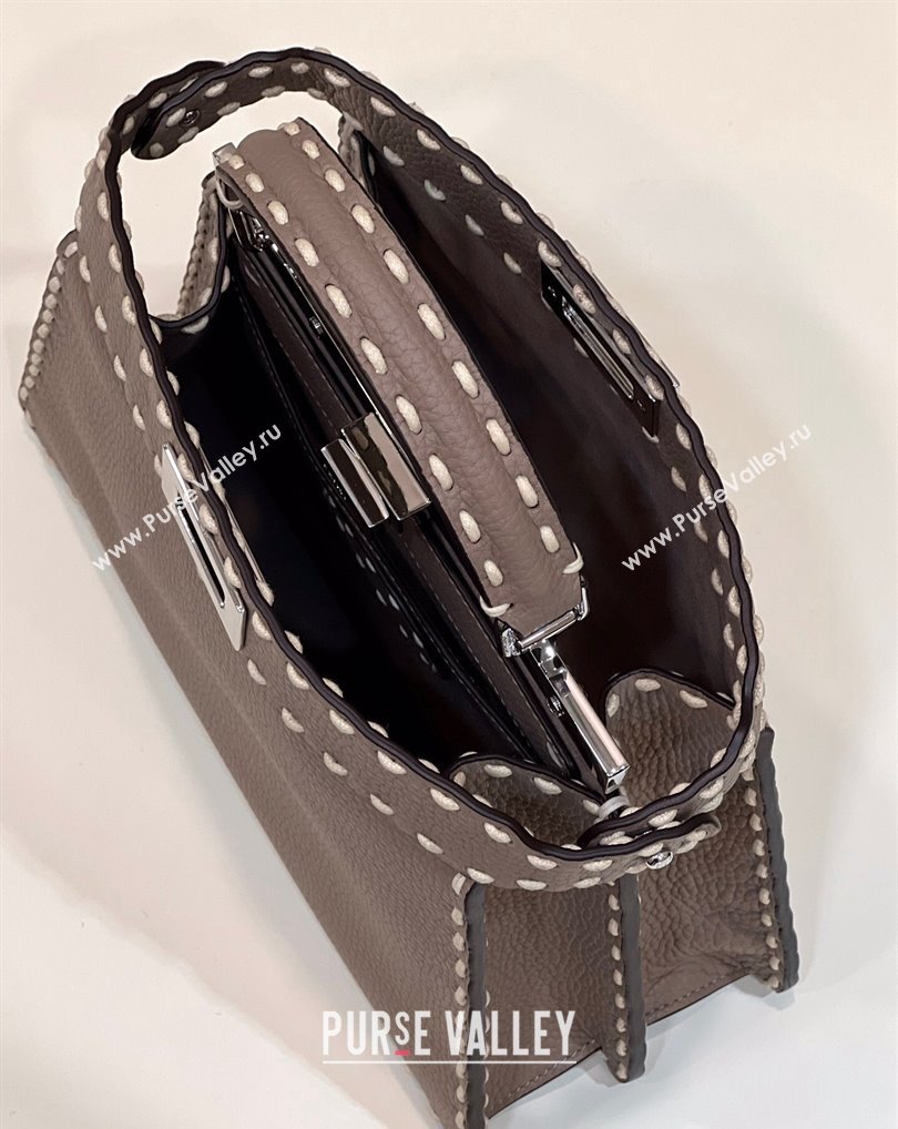 Fendi Peekaboo ISeeU Small Bag Etoupe Selleria with topstitches 2024 (chaoliu-24041031)