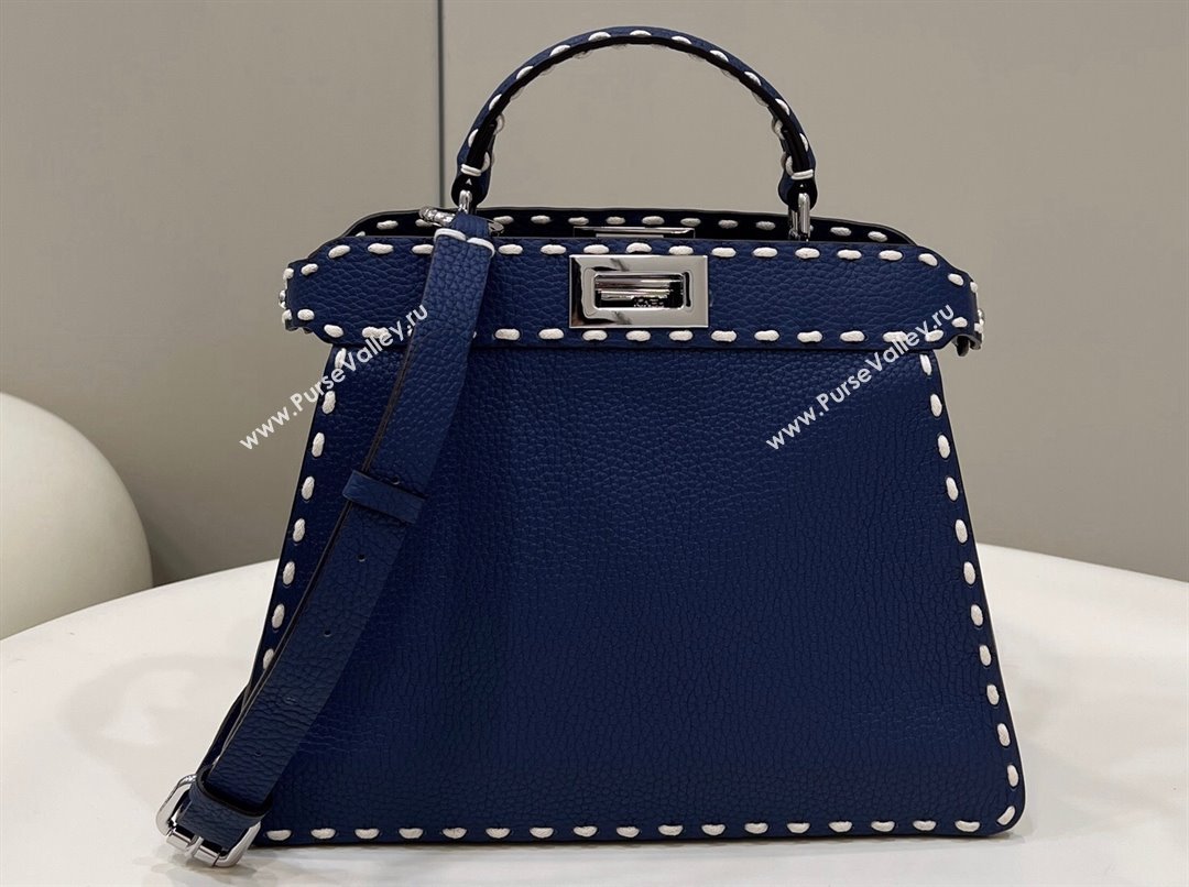 Fendi Peekaboo ISeeU Small Bag Blue Selleria with topstitches 2024 (chaoliu-24041030)