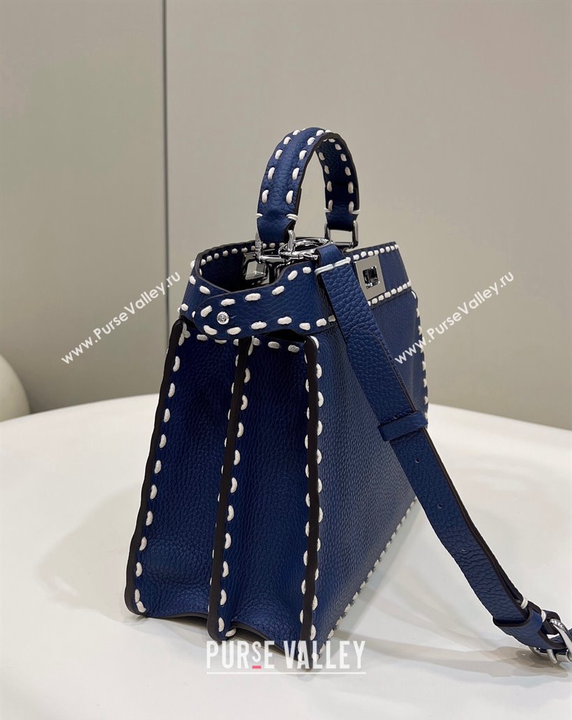 Fendi Peekaboo ISeeU Small Bag Blue Selleria with topstitches 2024 (chaoliu-24041030)
