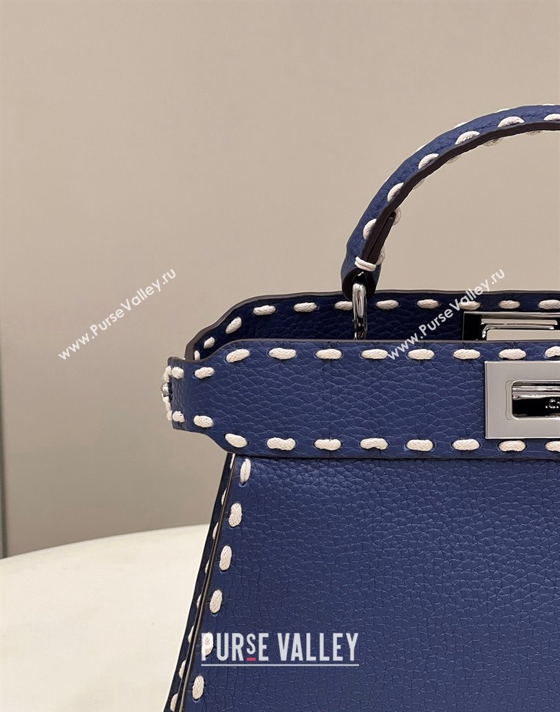 Fendi Peekaboo ISeeU Small Bag Blue Selleria with topstitches 2024 (chaoliu-24041030)