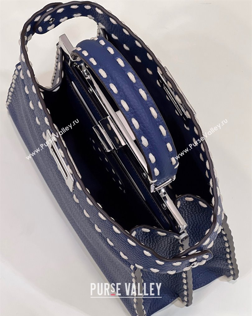 Fendi Peekaboo ISeeU Small Bag Blue Selleria with topstitches 2024 (chaoliu-24041030)