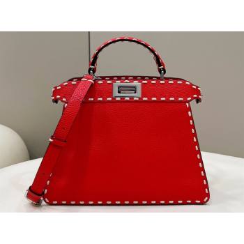 Fendi Peekaboo ISeeU Small Bag Red Selleria with topstitches 2024 (chaoliu-24041029)