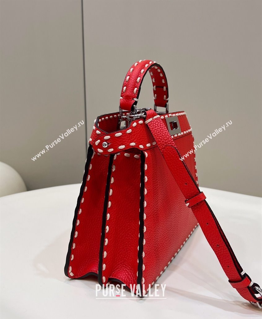 Fendi Peekaboo ISeeU Small Bag Red Selleria with topstitches 2024 (chaoliu-24041029)
