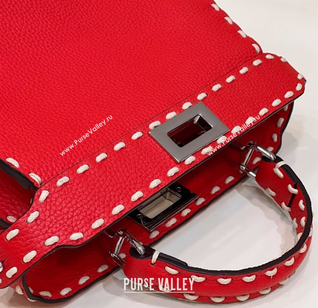 Fendi Peekaboo ISeeU Small Bag Red Selleria with topstitches 2024 (chaoliu-24041029)