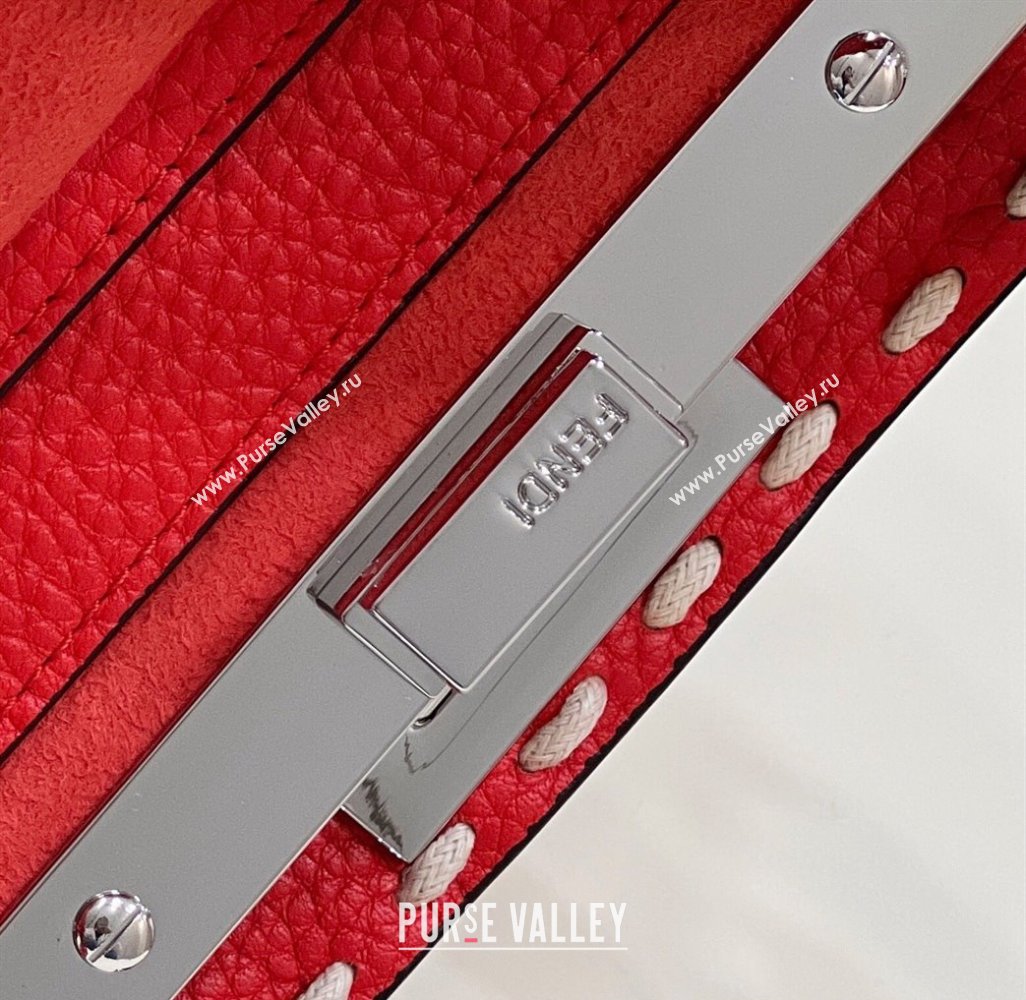 Fendi Peekaboo ISeeU Small Bag Red Selleria with topstitches 2024 (chaoliu-24041029)