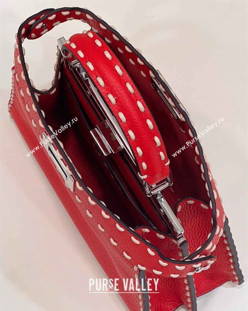 Fendi Peekaboo ISeeU Small Bag Red Selleria with topstitches 2024 (chaoliu-24041029)