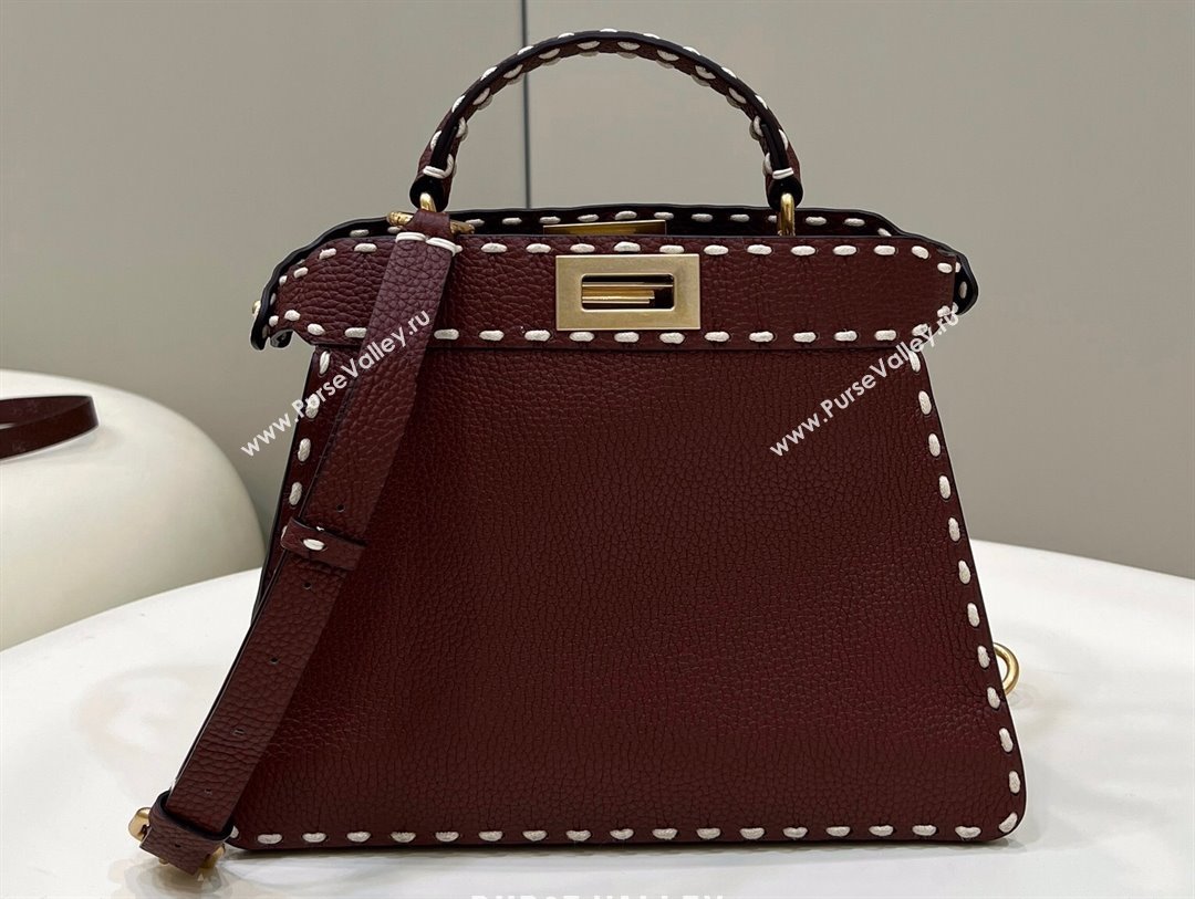 Fendi Peekaboo ISeeU Small Bag Coffee Selleria with topstitches 2024 (chaoliu-24041028)