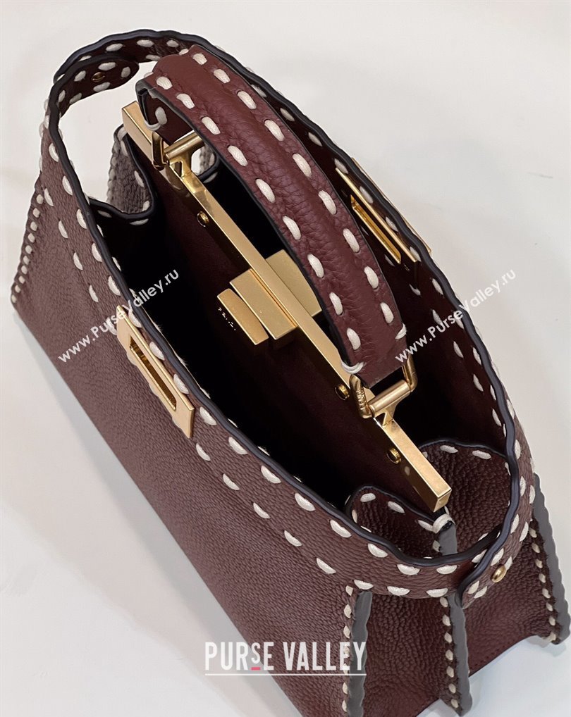 Fendi Peekaboo ISeeU Small Bag Coffee Selleria with topstitches 2024 (chaoliu-24041028)