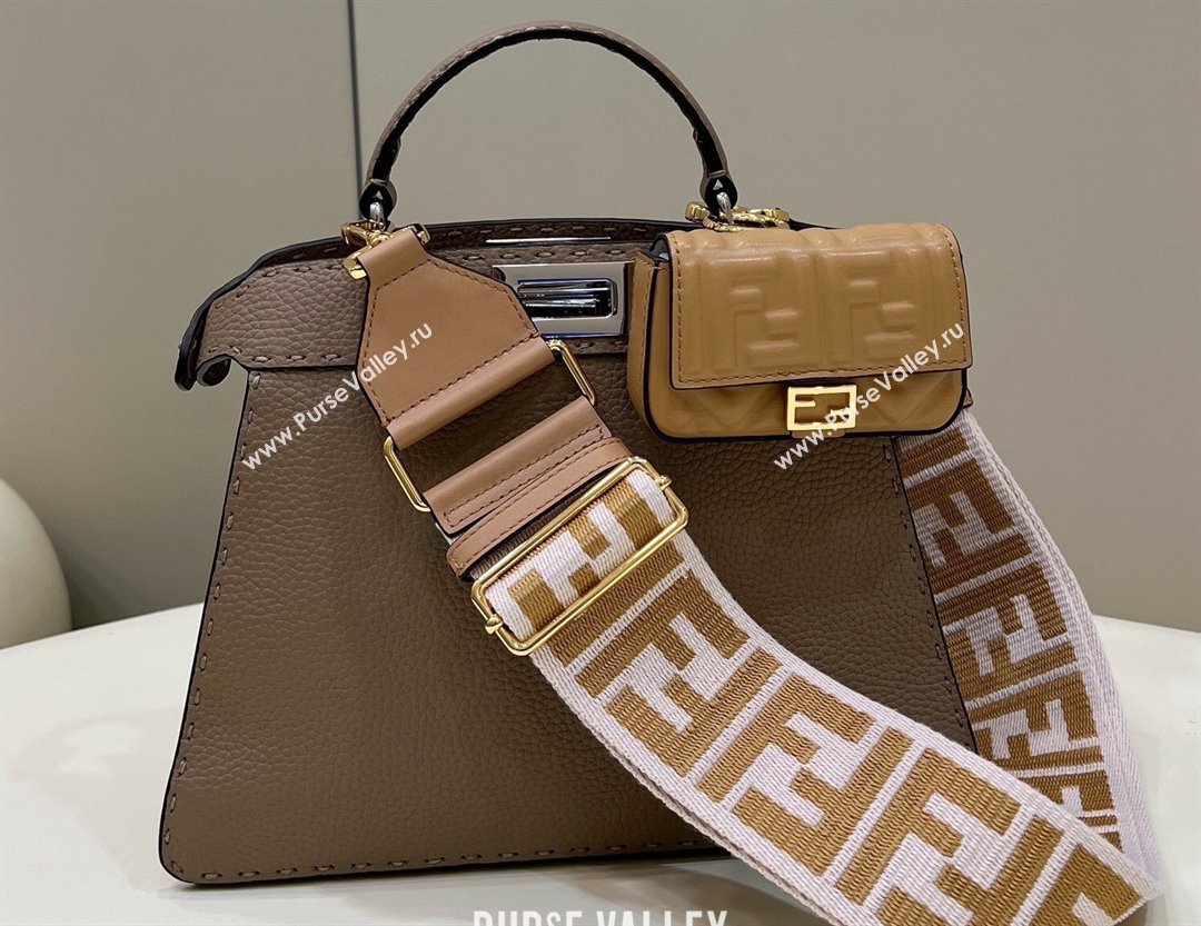 Fendi Peekaboo ISeeU Small Bag Dove Gray Selleria with topstitches 2024 (chaoliu-24041027)