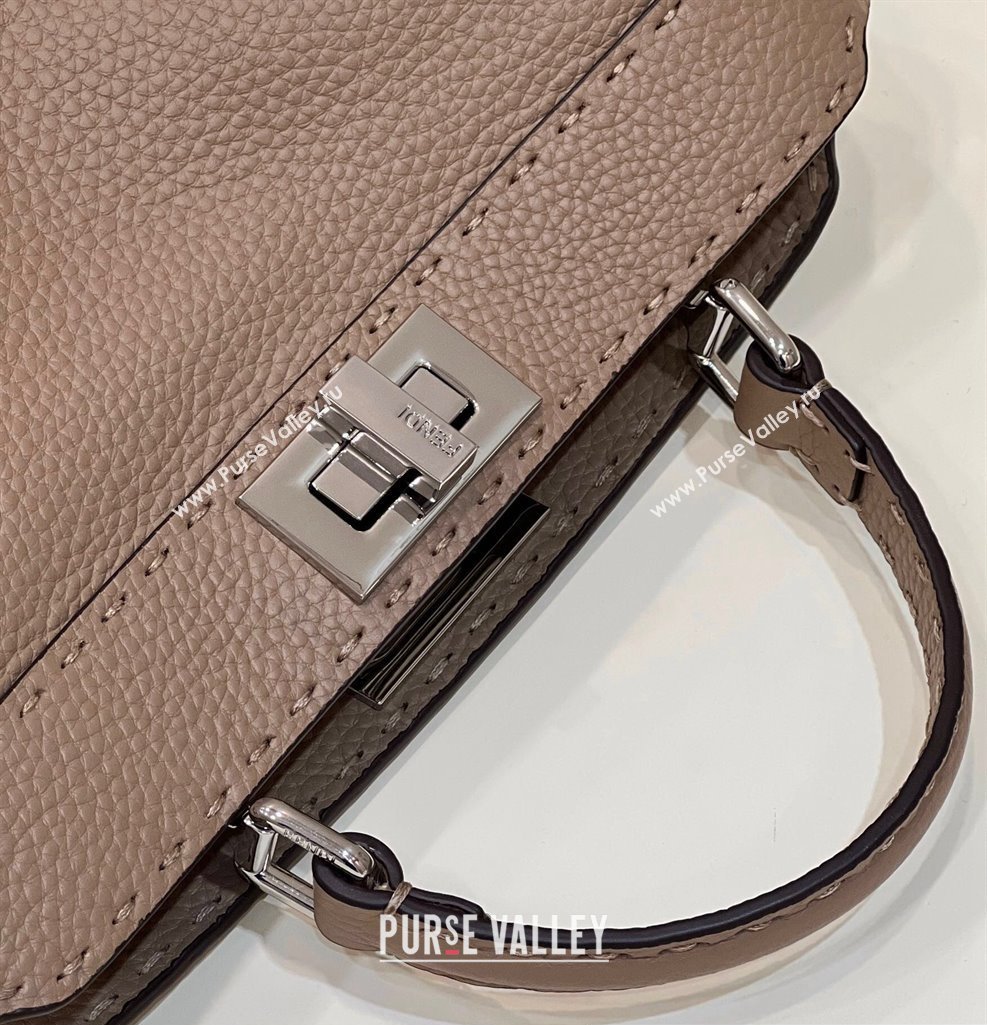 Fendi Peekaboo ISeeU Small Bag Dove Gray Selleria with topstitches 2024 (chaoliu-24041027)