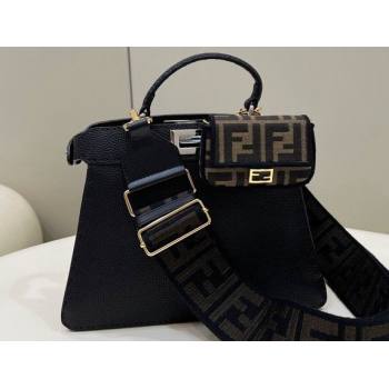 Fendi Peekaboo ISeeU Small Bag Black Selleria with topstitches 2024 (chaoliu-24041023)