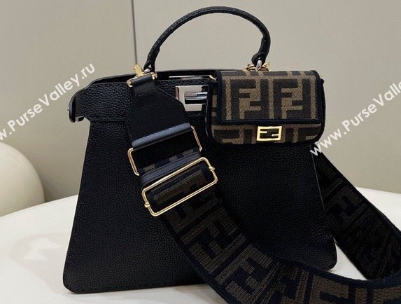 Fendi Peekaboo ISeeU Small Bag Black Selleria with topstitches 2024 (chaoliu-24041023)