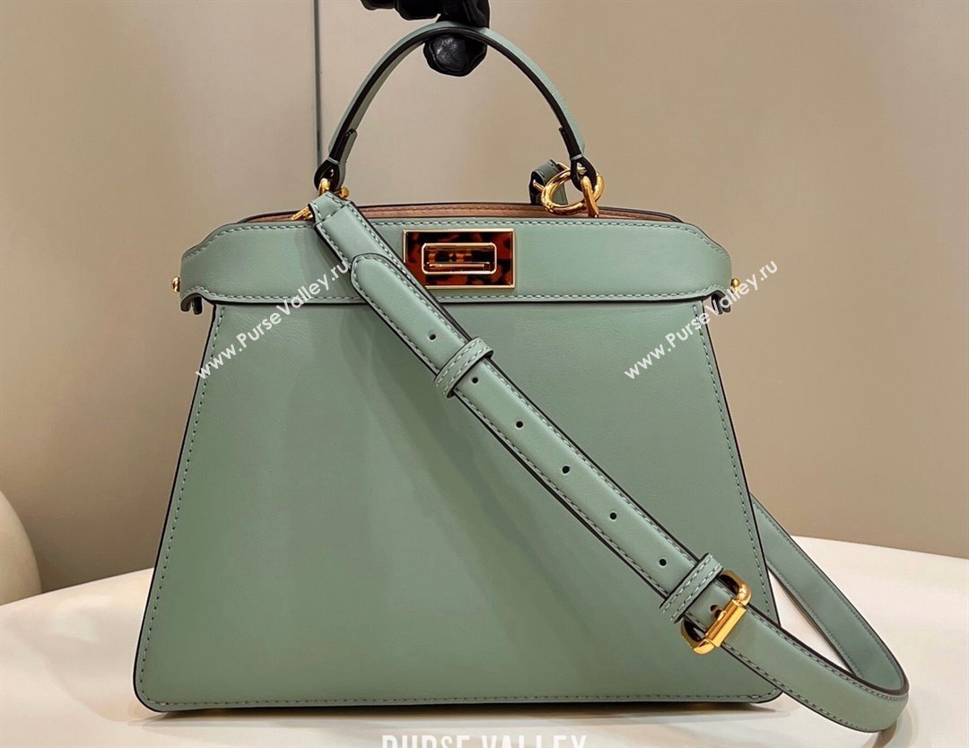 Fendi Peekaboo ISeeU Small Bag in nappa Leather Light Green 2024 (chaoliu-24040954)