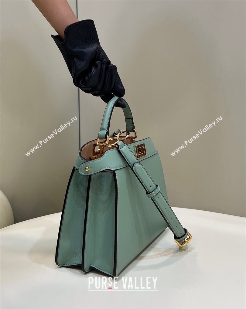 Fendi Peekaboo ISeeU Small Bag in nappa Leather Light Green 2024 (chaoliu-24040954)