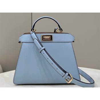 Fendi Peekaboo ISeeU Small Bag in nappa Leather Light Blue 2024 (chaoliu-24040955)