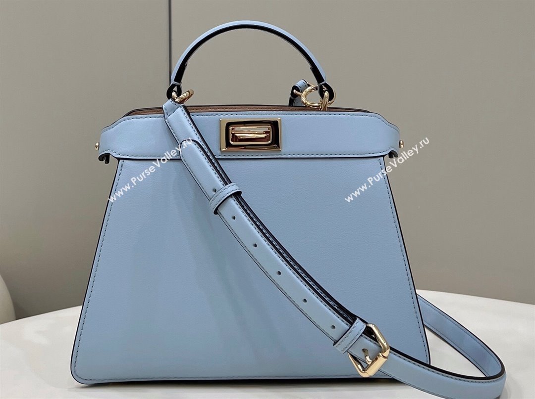 Fendi Peekaboo ISeeU Small Bag in nappa Leather Light Blue 2024 (chaoliu-24040955)