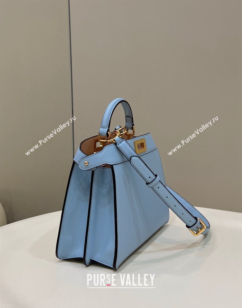 Fendi Peekaboo ISeeU Small Bag in nappa Leather Light Blue 2024 (chaoliu-24040955)