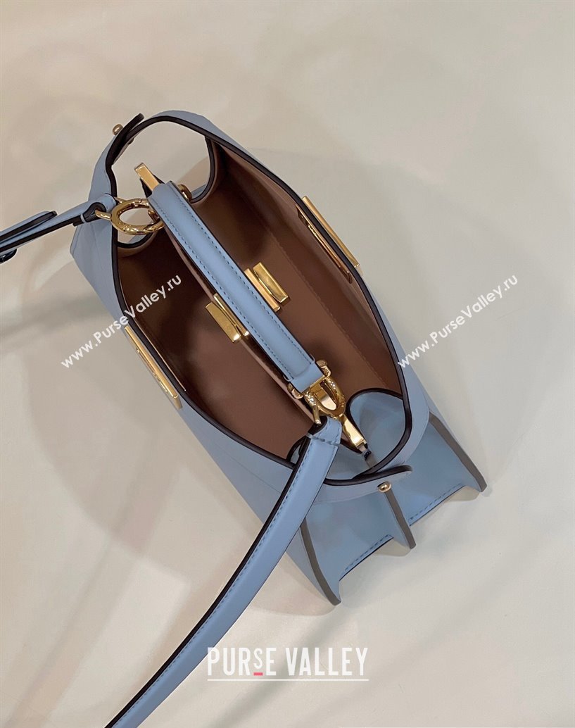 Fendi Peekaboo ISeeU Small Bag in nappa Leather Light Blue 2024 (chaoliu-24040955)