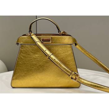 Fendi Peekaboo ISeeU Small Bag in nappa Leather Gold 2024 (chaoliu-24040961)