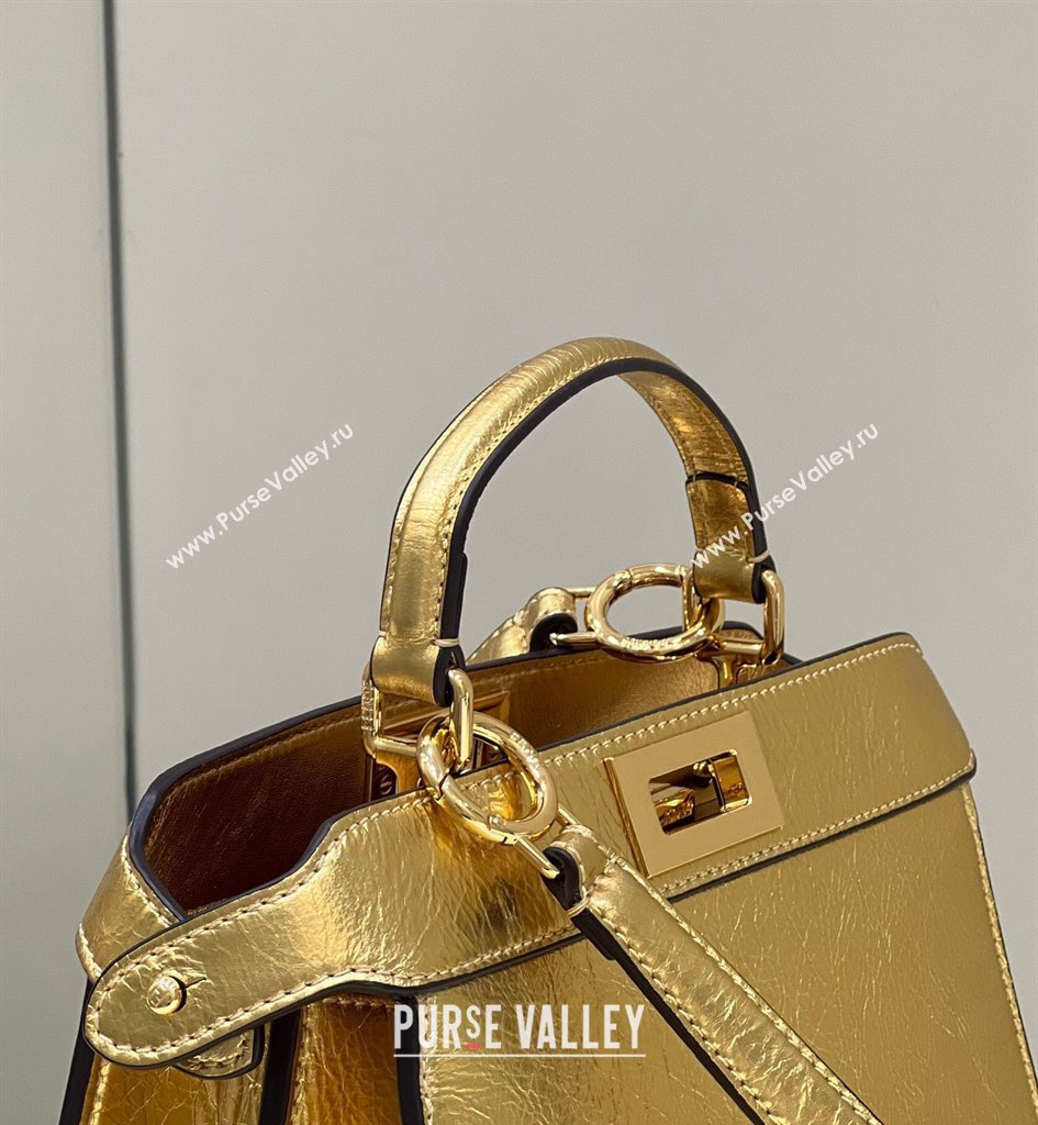 Fendi Peekaboo ISeeU Small Bag in nappa Leather Gold 2024 (chaoliu-24040961)