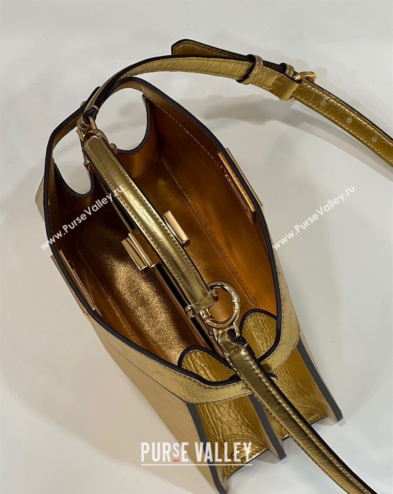 Fendi Peekaboo ISeeU Small Bag in nappa Leather Gold 2024 (chaoliu-24040961)