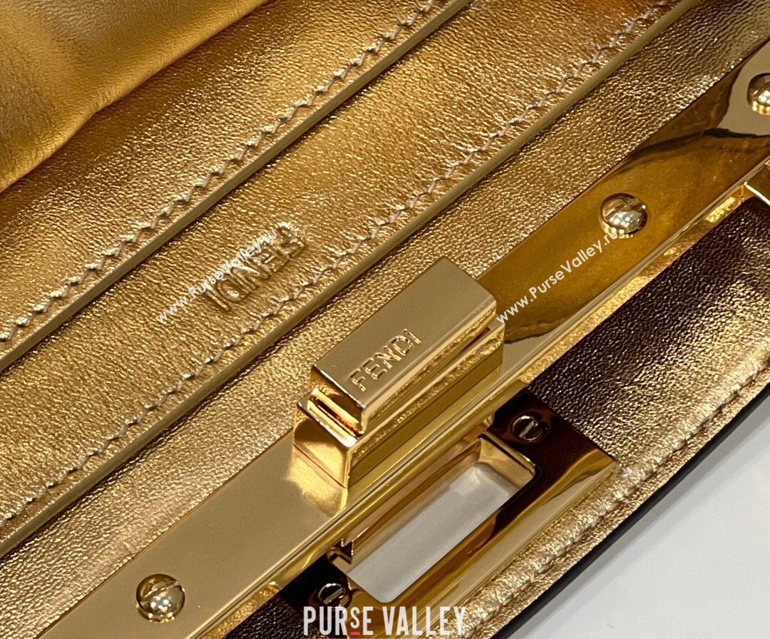 Fendi Peekaboo ISeeU Small Bag in nappa Leather Gold 2024 (chaoliu-24040961)