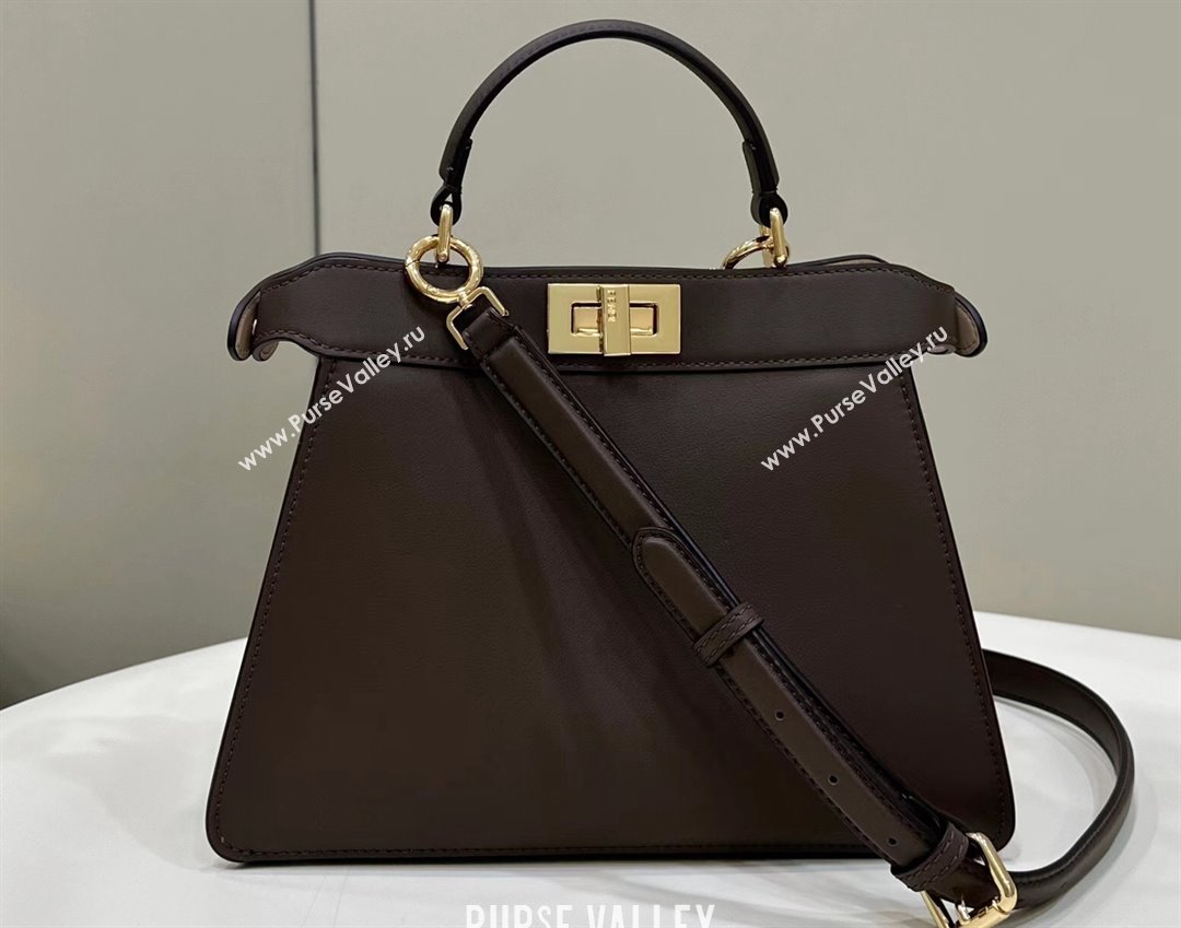 Fendi Peekaboo ISeeU Small Bag in nappa Leather Coffee 2024 (chaoliu-24040956)