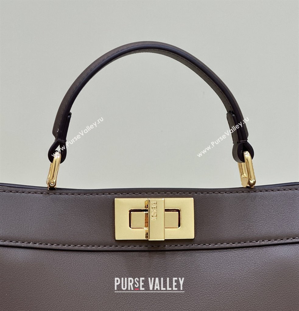 Fendi Peekaboo ISeeU Small Bag in nappa Leather Coffee 2024 (chaoliu-24040956)