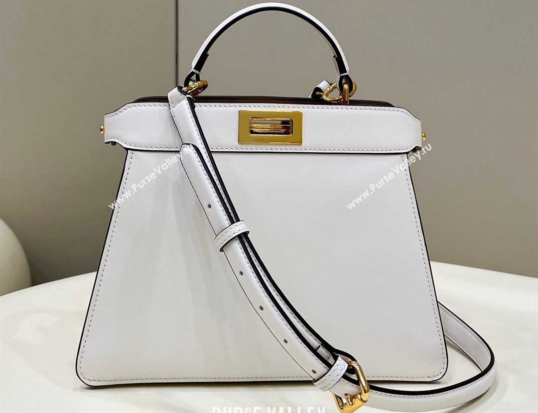 Fendi Peekaboo ISeeU Small Bag in nappa Leather White 2024 (chaoliu-24040959)