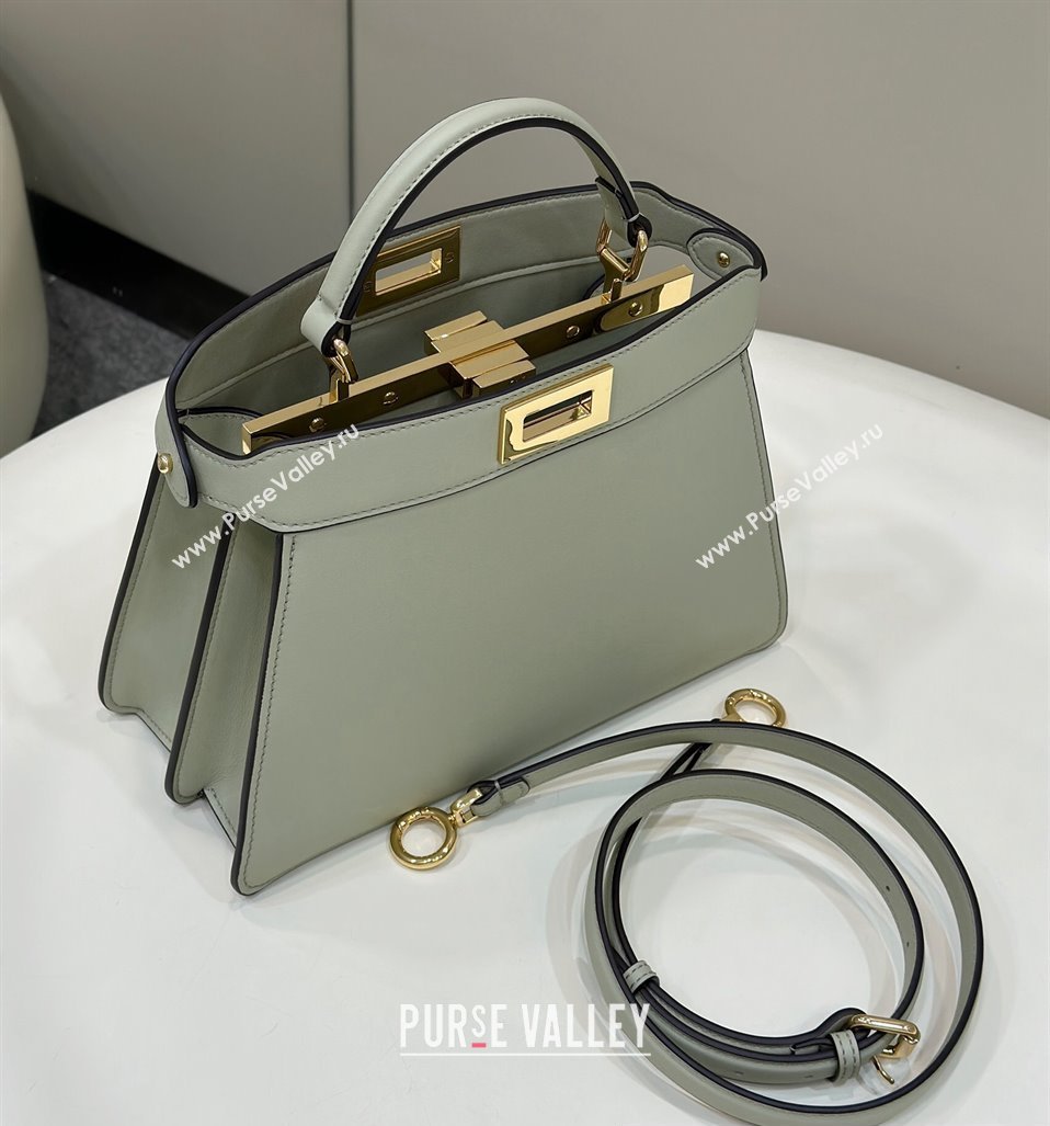 Fendi Peekaboo ISeeU Small Bag in nappa Leather Pale Green 2024 (chaoliu-24040960)