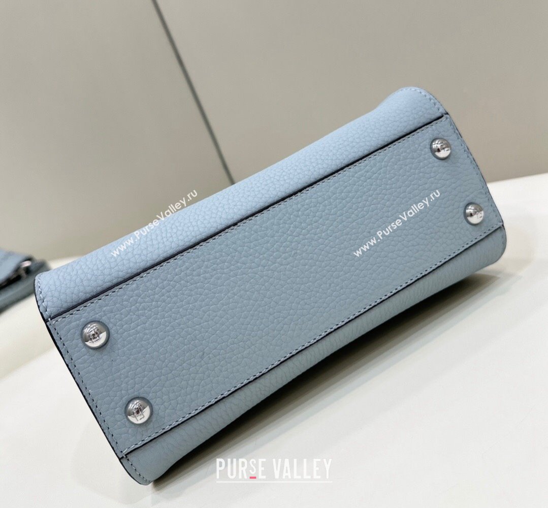 Fendi iconic Peekaboo Mini Bag Light blue Selleria with 220 hand-sewn topstitches 2024 (chaoliu-24040941)