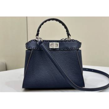 Fendi iconic Peekaboo Mini Bag Midnight blue Selleria with 220 hand-sewn topstitches 2024 (chaoliu-24040942)