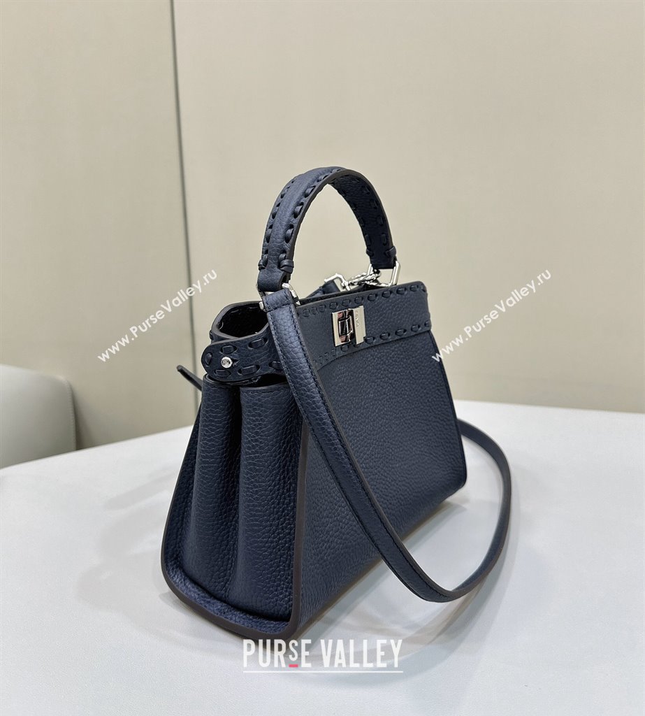 Fendi iconic Peekaboo Mini Bag Midnight blue Selleria with 220 hand-sewn topstitches 2024 (chaoliu-24040942)