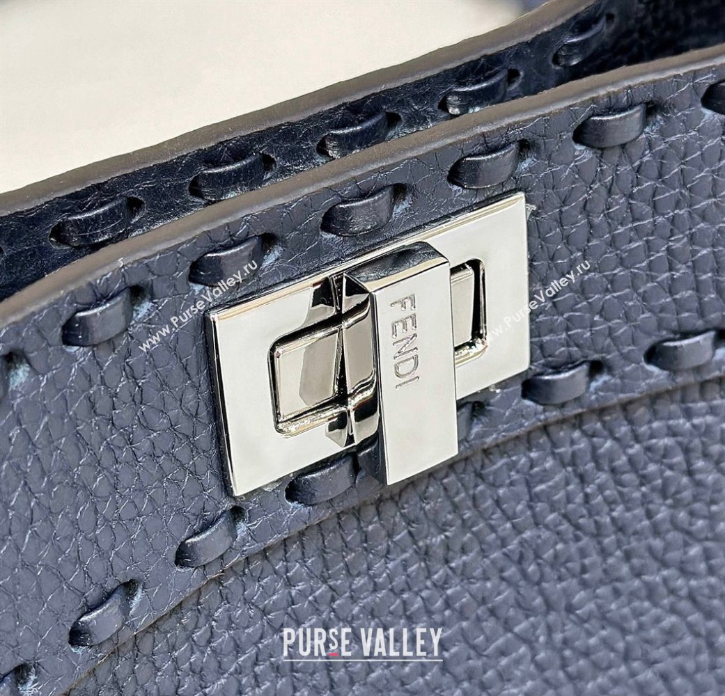 Fendi iconic Peekaboo Mini Bag Midnight blue Selleria with 220 hand-sewn topstitches 2024 (chaoliu-24040942)