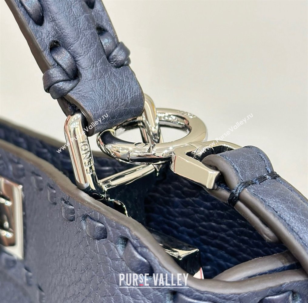 Fendi iconic Peekaboo Mini Bag Midnight blue Selleria with 220 hand-sewn topstitches 2024 (chaoliu-24040942)