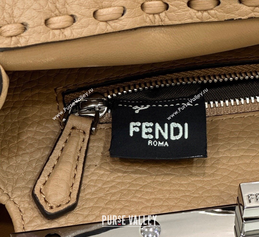 Fendi iconic Peekaboo Mini Bag Beige Selleria with 220 hand-sewn topstitches 2024 (chaoliu-24040945)