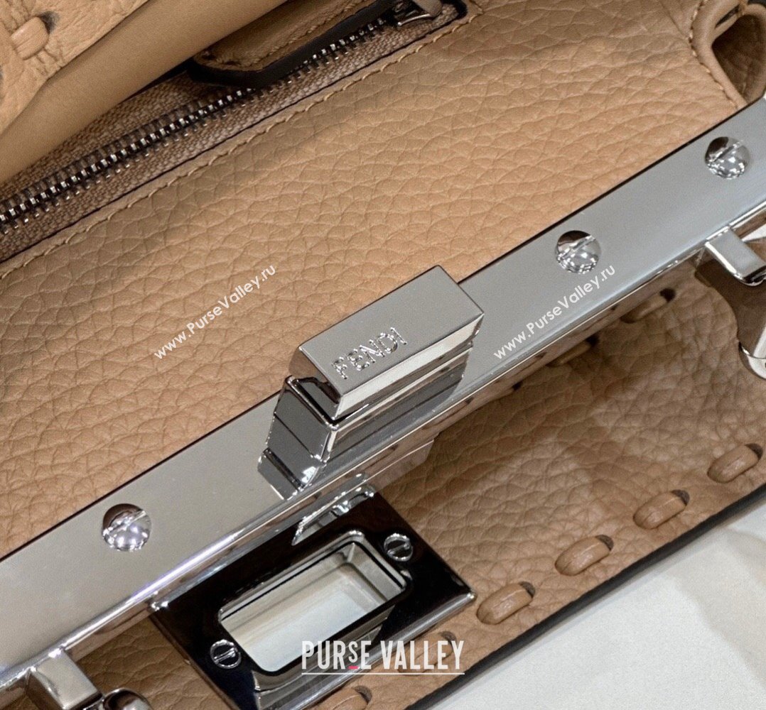 Fendi iconic Peekaboo Mini Bag Beige Selleria with 220 hand-sewn topstitches 2024 (chaoliu-24040945)