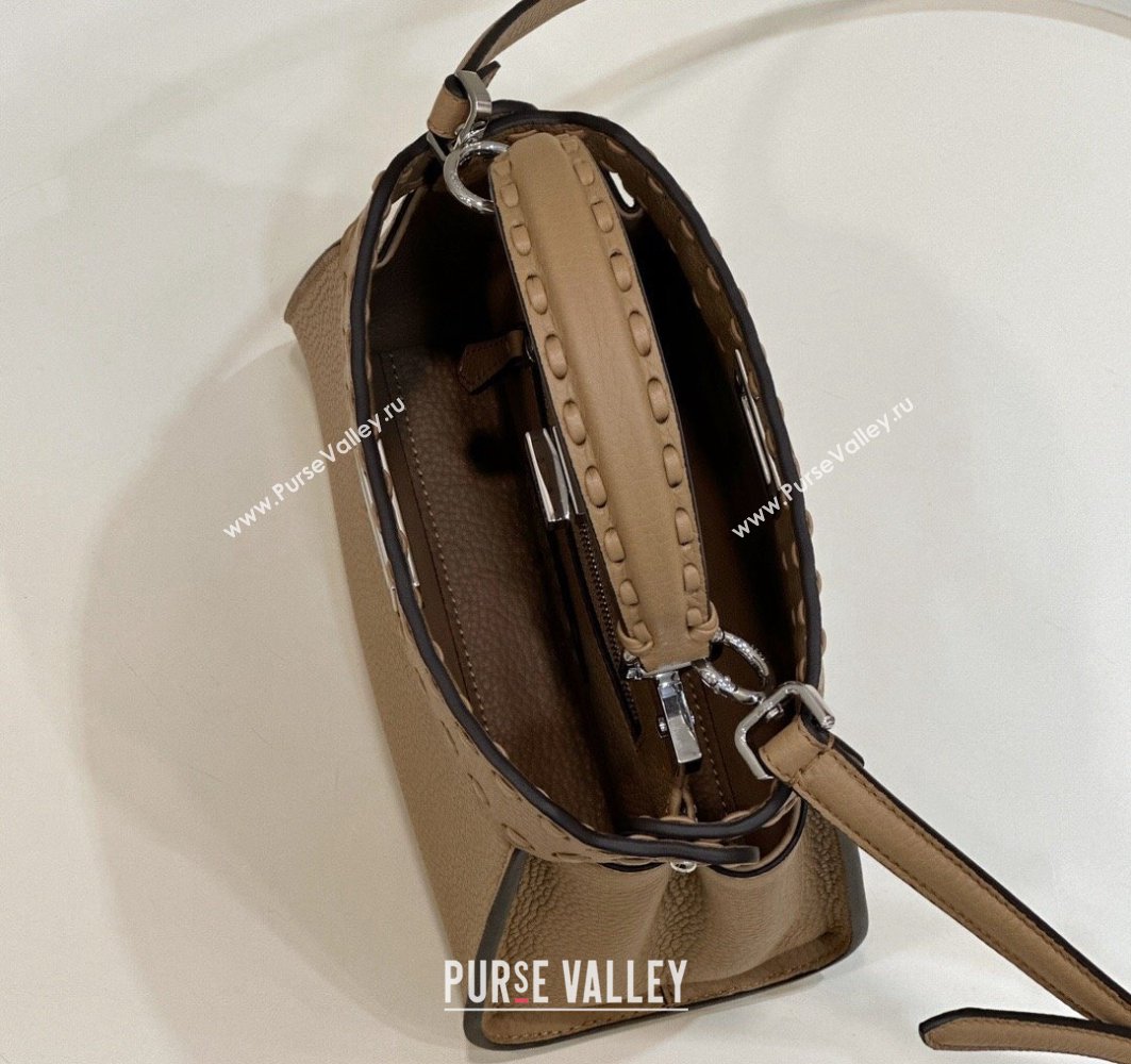Fendi iconic Peekaboo Mini Bag Beige Selleria with 220 hand-sewn topstitches 2024 (chaoliu-24040945)
