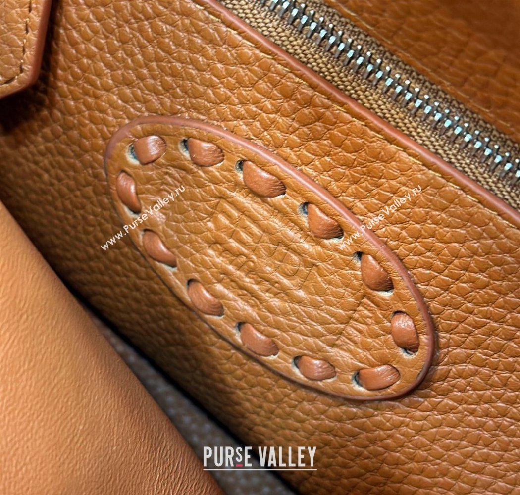 Fendi iconic Peekaboo Mini Bag Brown Selleria with 220 hand-sewn topstitches 2024 (chaoliu-24040946)